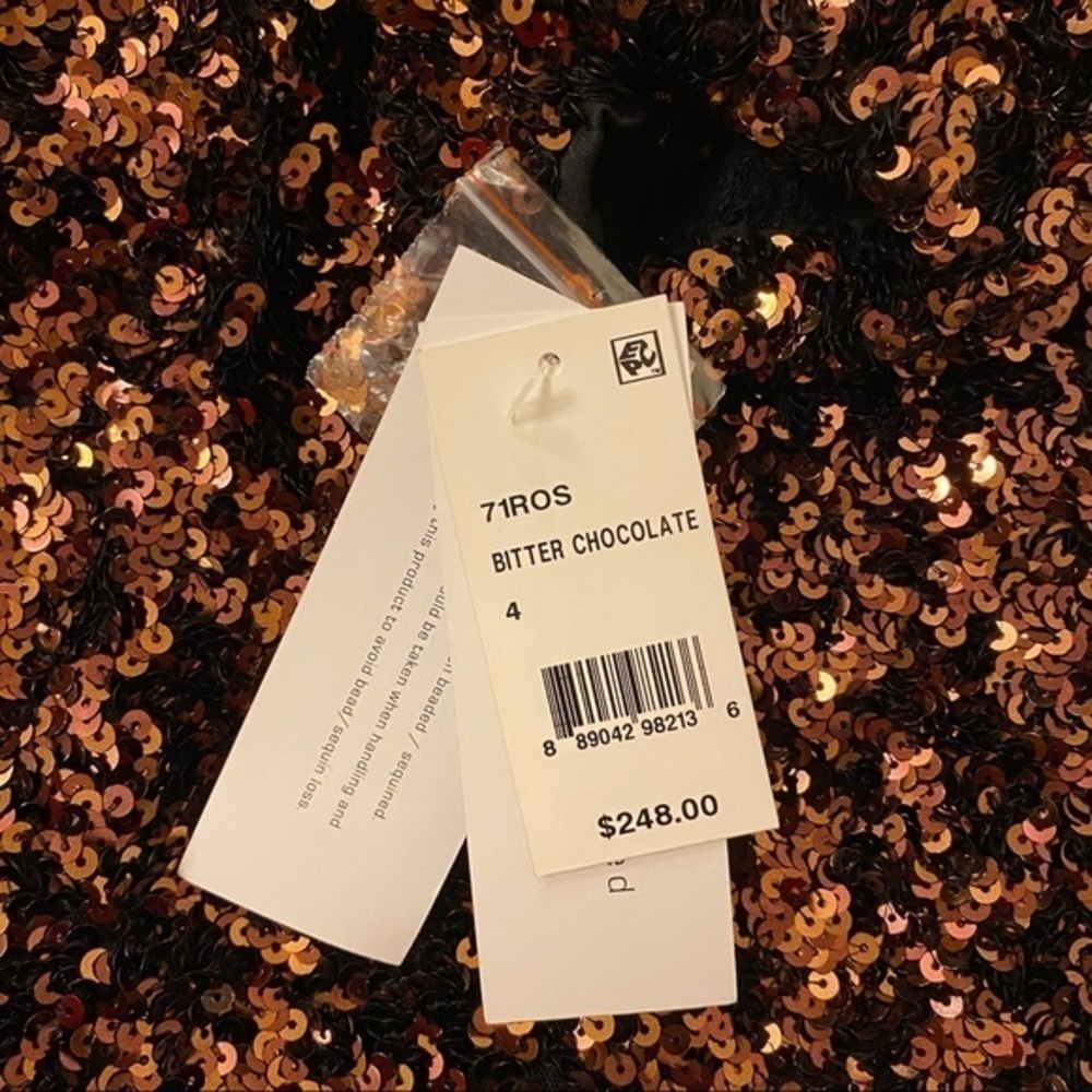 French Connection EEKA CLUSTER Sequin Mini DRESS in Bitter Chocolate Mul… - Picture 13 of 13